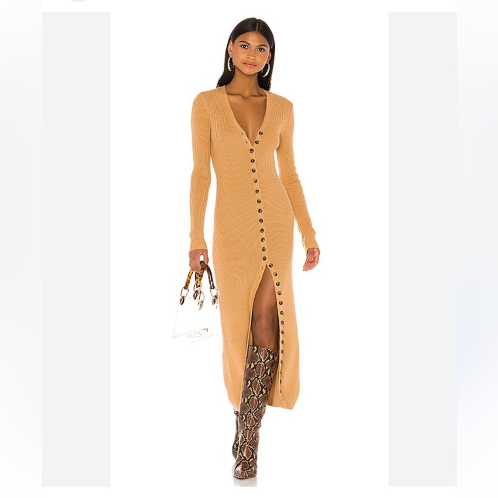 LPA Tan Long Sleeve Sheath Dress
